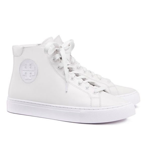 Tory Burch Shoes - TORY BURCH rare Women's solid vibrant White Nola hi tennis shoe High-top Sneaker